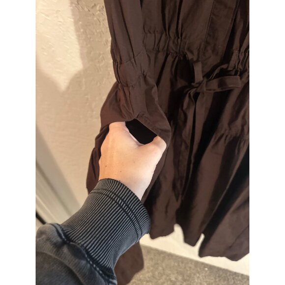 NWT Free Assembly Cotton Plus Size Brown Puffy Sleeved Tiered Midi Dress - Picture 8 of 14